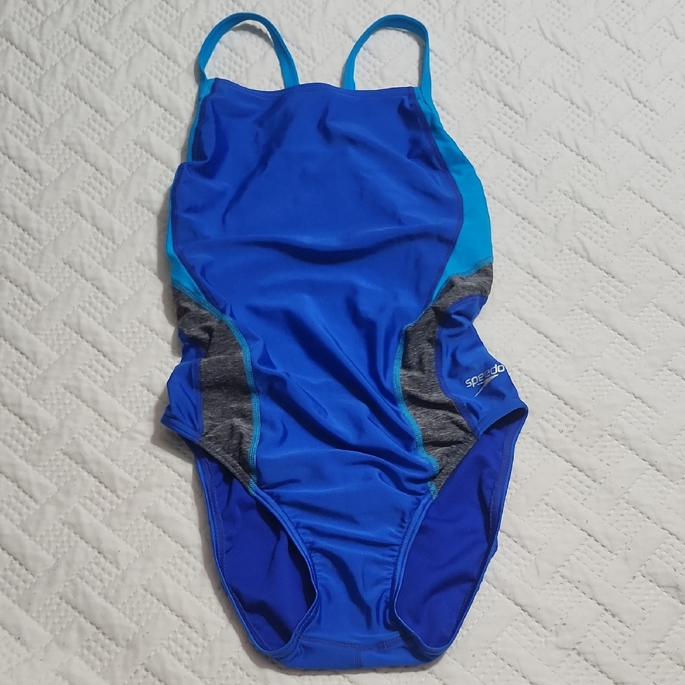 Speedo Pro LT Royal Blue, Aqua And Grey Performance One-Piece Swimsuit